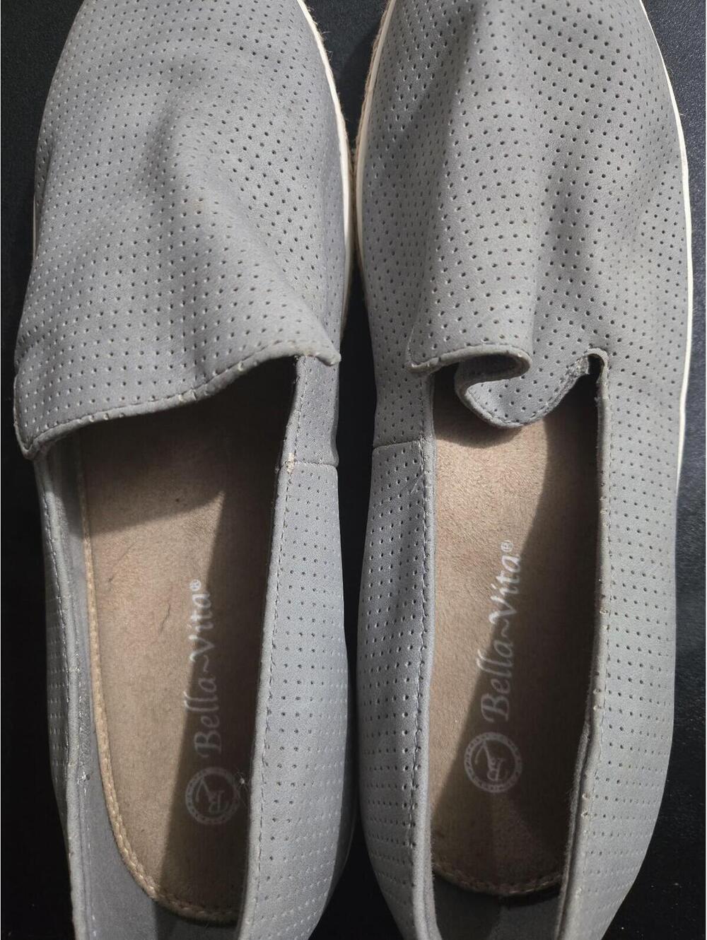 Bella Vita Women's Perforated Gray Slip-on Espadrille Flats - Size 12 WW - Picture 3 of 6